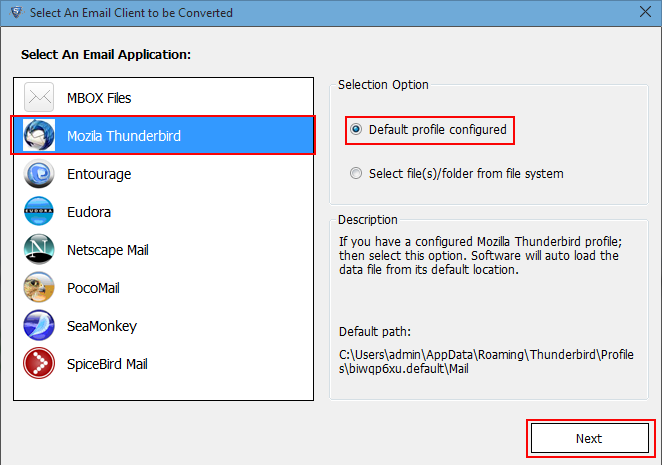 Mozilla Thunderbird to MS Outlook Converter