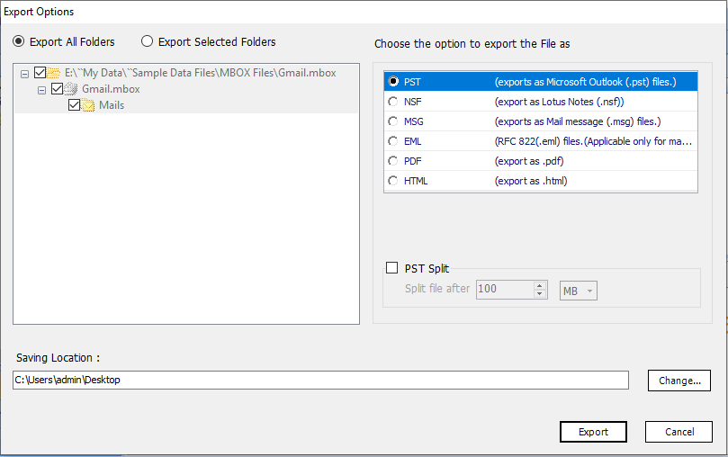 choose pst format