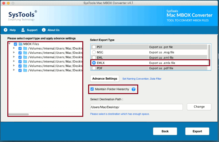 select emlx format