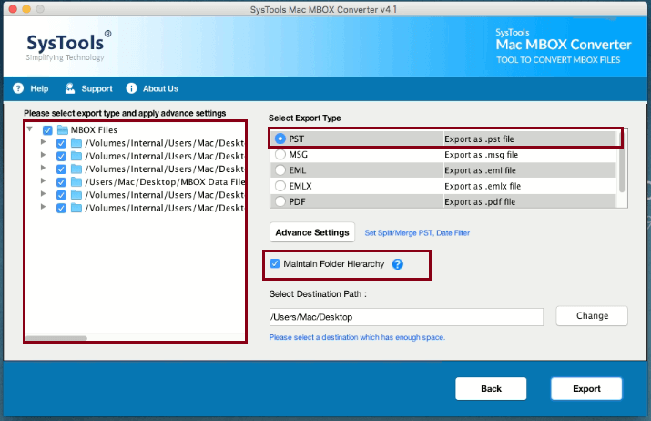 export options